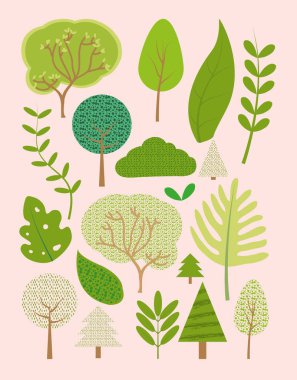 Ağaçlar sevimli çizgi film