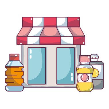 süpermarket bakkal ürünleri çizgi film