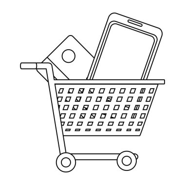 Siyah Beyaz alışveriş online kavramı