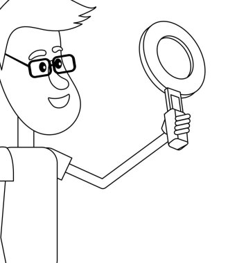 amgnifying cam siyah ve beyaz adamla