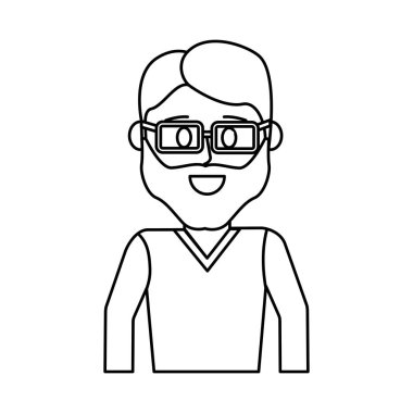 mutlu bir adam gözlük ve rahat gömlek anahat