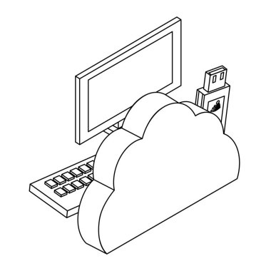 cloud computing teknolojisi siyah beyaz