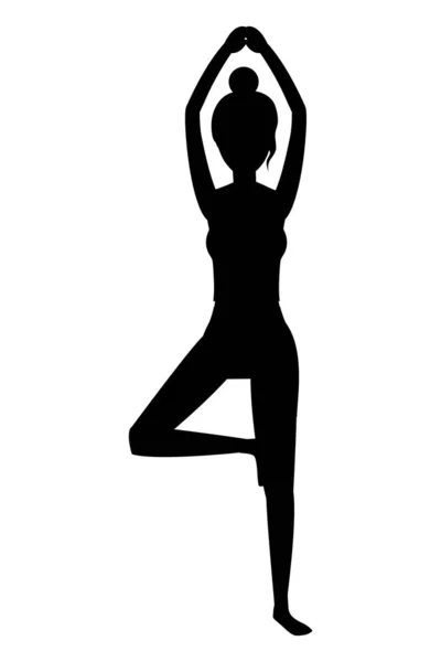 Mujer y yoga — Vector de stock