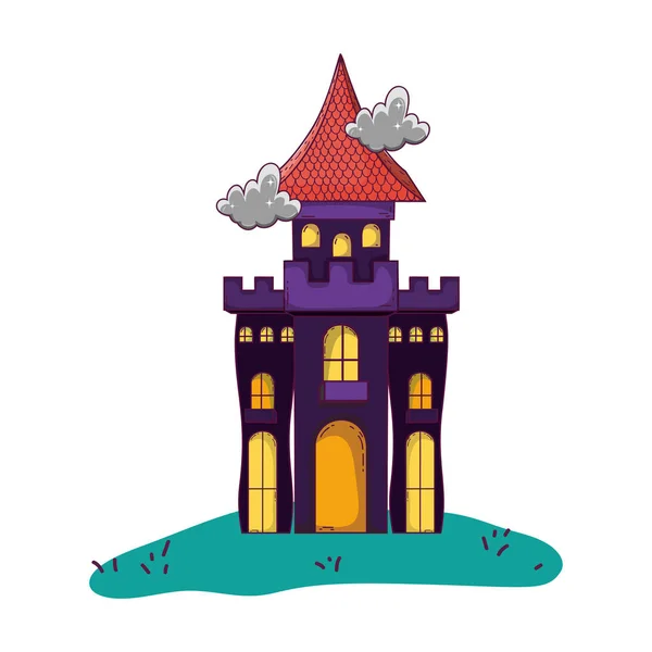 Castelo mistério com estilo de arquitetura assustadora — Vetor de Stock