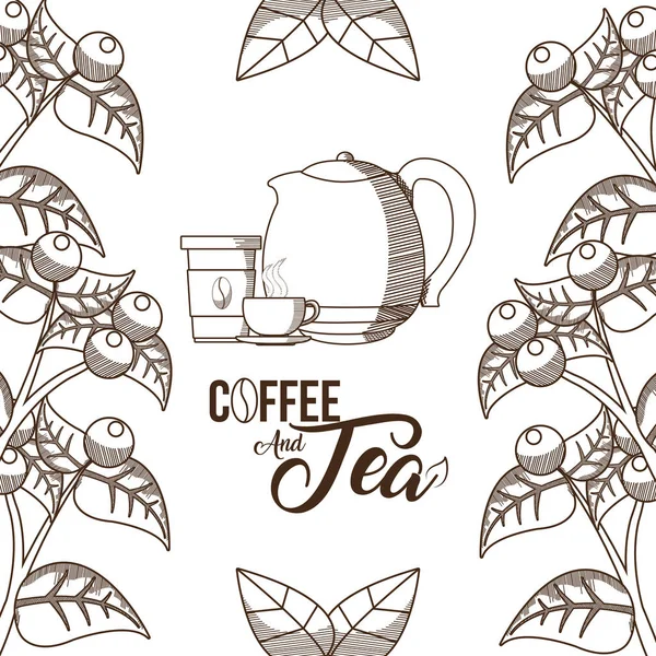 Concept d'heure du café et du thé — Image vectorielle