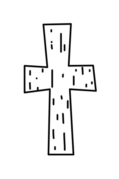 Umriss Religion Holz Kreuz katholisches Symbol — Stockvektor