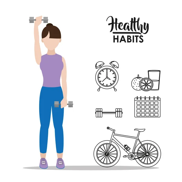 Healthy habits woman — Stock Vector