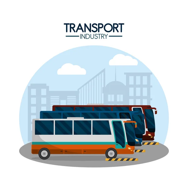 Bus transport industry — Stock Vector