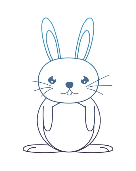 Degraded line happy male rabbit cute animal — Stock Vector