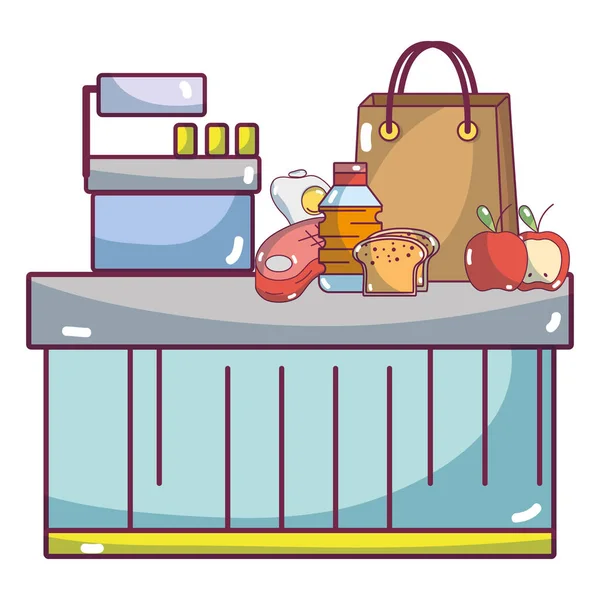 Desenhos animados de caixa de supermercado — Vetor de Stock