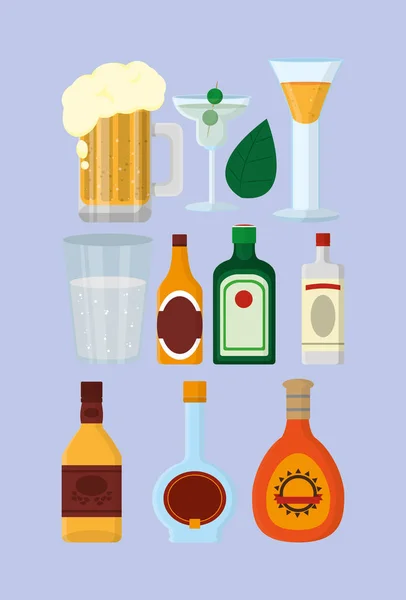 Set of bar drinks — Stock Vector