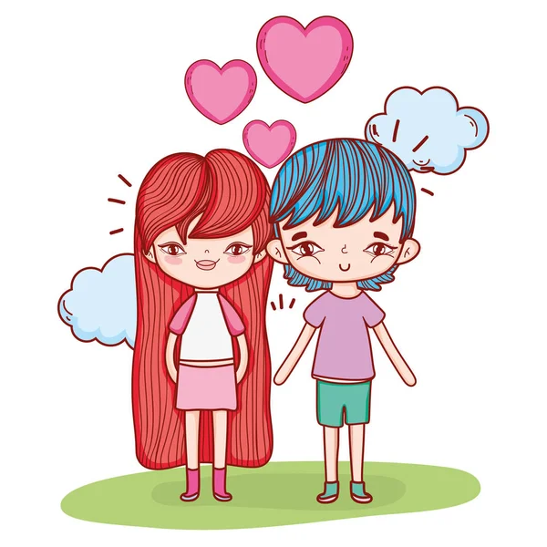 Cute boy and girl cartoons — Stock Vector