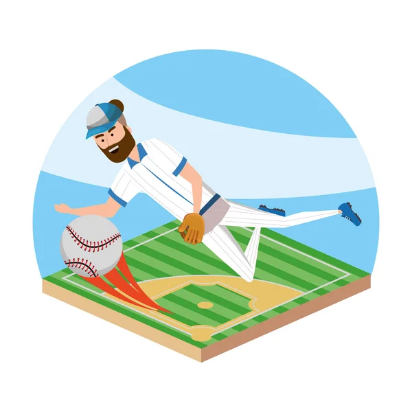 棒球球员卡通 — 图库矢量图片