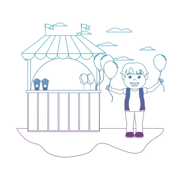 Деградована лінія карнавального магазину з дизайном повітряних кульок хлопчика — стоковий вектор