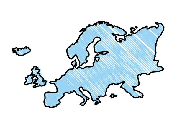 Doodle europe continent géographie carte design — Image vectorielle