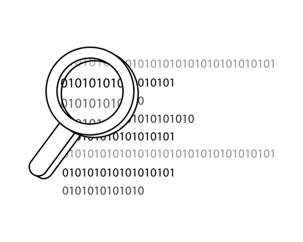 プログラミング コード技術概要虫眼鏡 — ストックベクタ