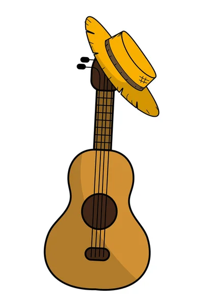 Guitarra e design chapéu — Vetor de Stock