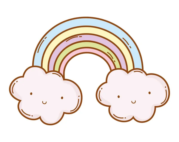 Regenbogen und Wolken Karikatur — Stockvektor