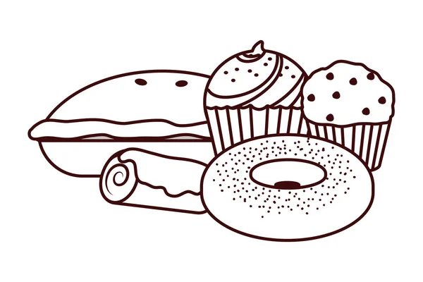 Panadería comida de dibujos animados — Archivo Imágenes Vectoriales