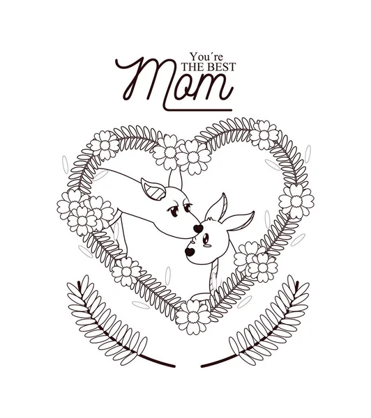 Glada mammor dag-kort med söta djur — Stock vektor