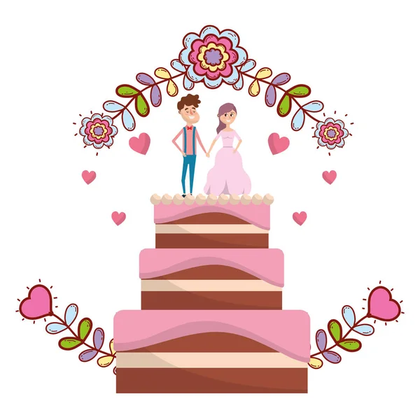 Boda decoración floral de dibujos animados — Vector de stock