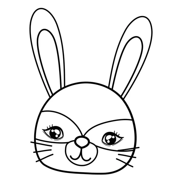 Outline cute rabbit head with costume mask — Stock Vector