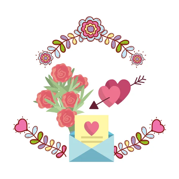 Casamento decoração floral desenhos animados — Vetor de Stock