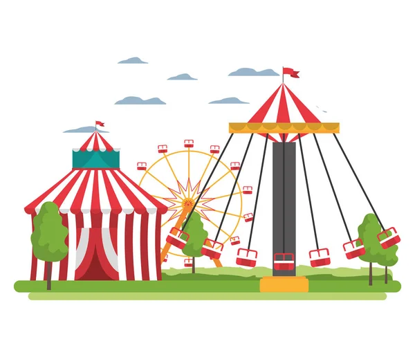 Circo y mecánica swing silla carnaval — Archivo Imágenes Vectoriales