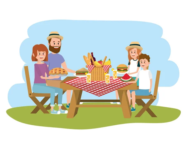 Familjen på picknick — Stock vektor