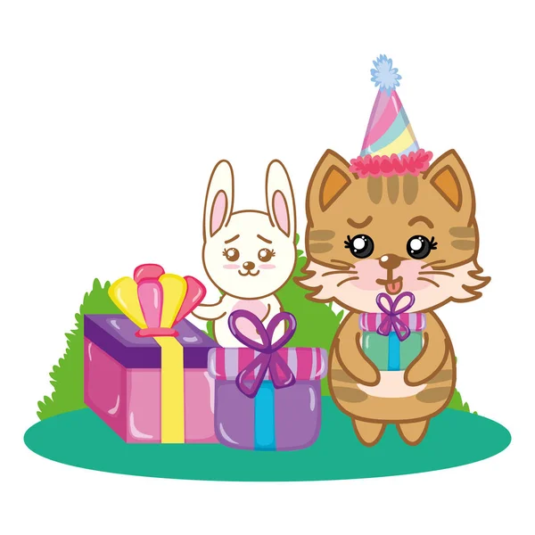 Feliz cumpleaños animales — Archivo Imágenes Vectoriales