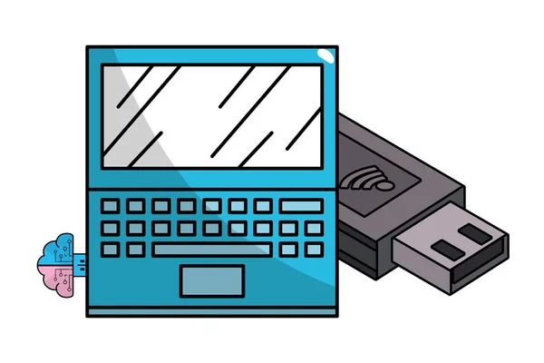 Technologie ordinateur portable dessin animé — Image vectorielle