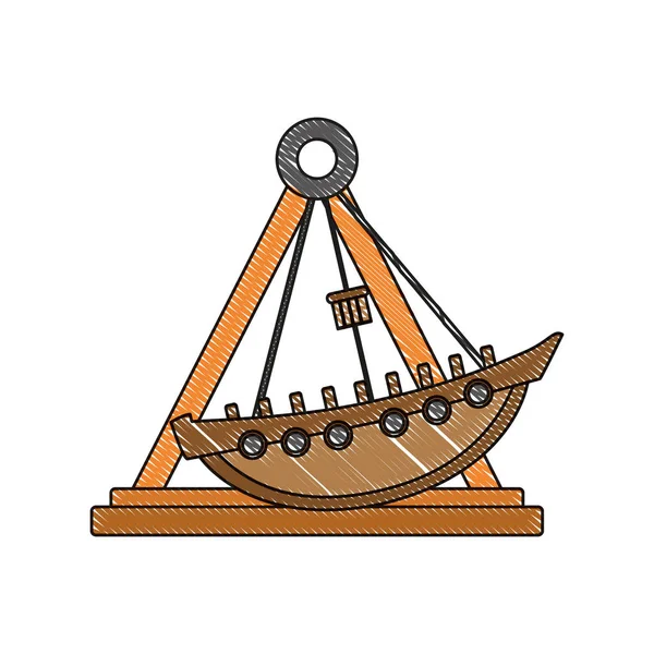Μηχανική πλοίο βόλτα καρναβάλι παιχνίδι doodle — Διανυσματικό Αρχείο