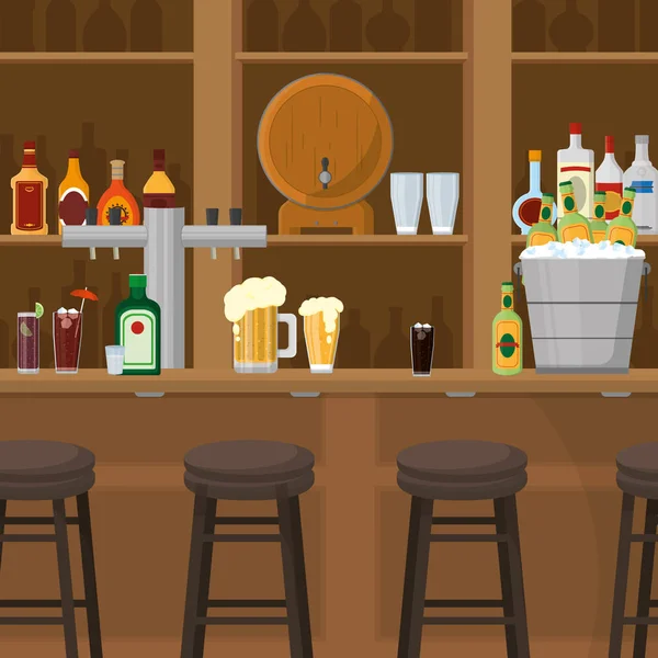 Bebidas dentro del bar — Vector de stock
