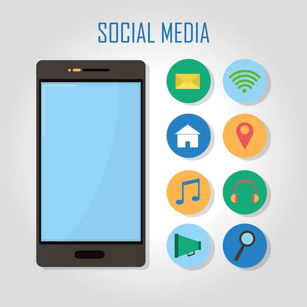 Smartphone und soziale Medien — Stockvektor