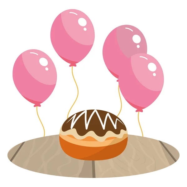 Cake en ballonnen — Stockvector