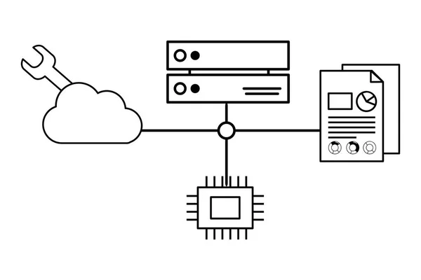 Teknoloji cpu çizgi film — Stok Vektör