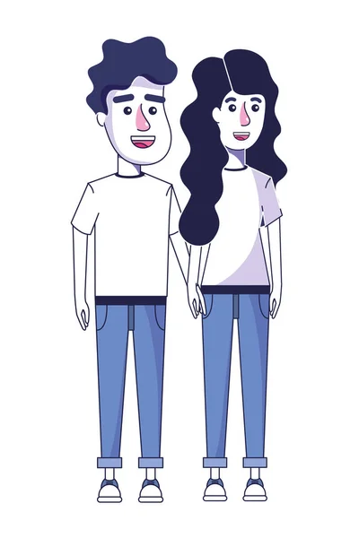 Mujer y hombre pareja con ropa casual — Vector de stock