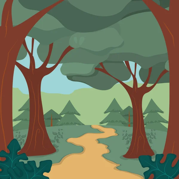 Bosque paisaje de dibujos animados — Vector de stock