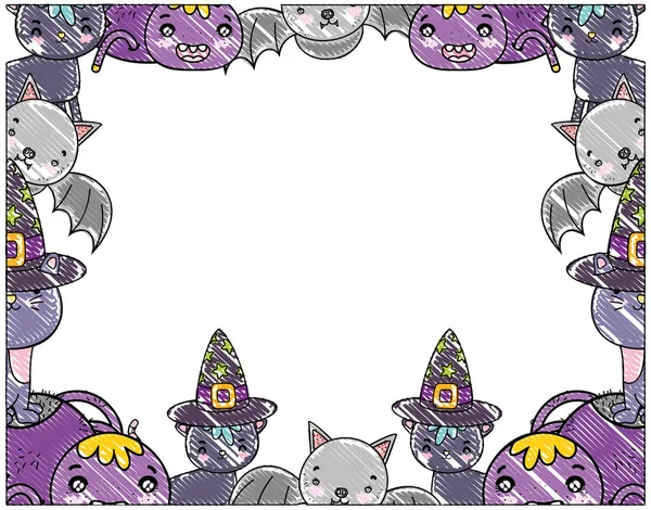 Râpé mignon Halloween animaux décoration événement — Image vectorielle