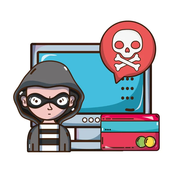 Cyberveiligheid bedreiging cartoon — Stockvector