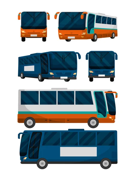 Set of public buses — Stock Vector
