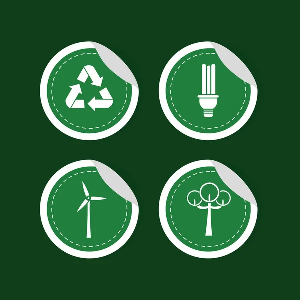 Groene energie ronde stickers collectie — Stockvector