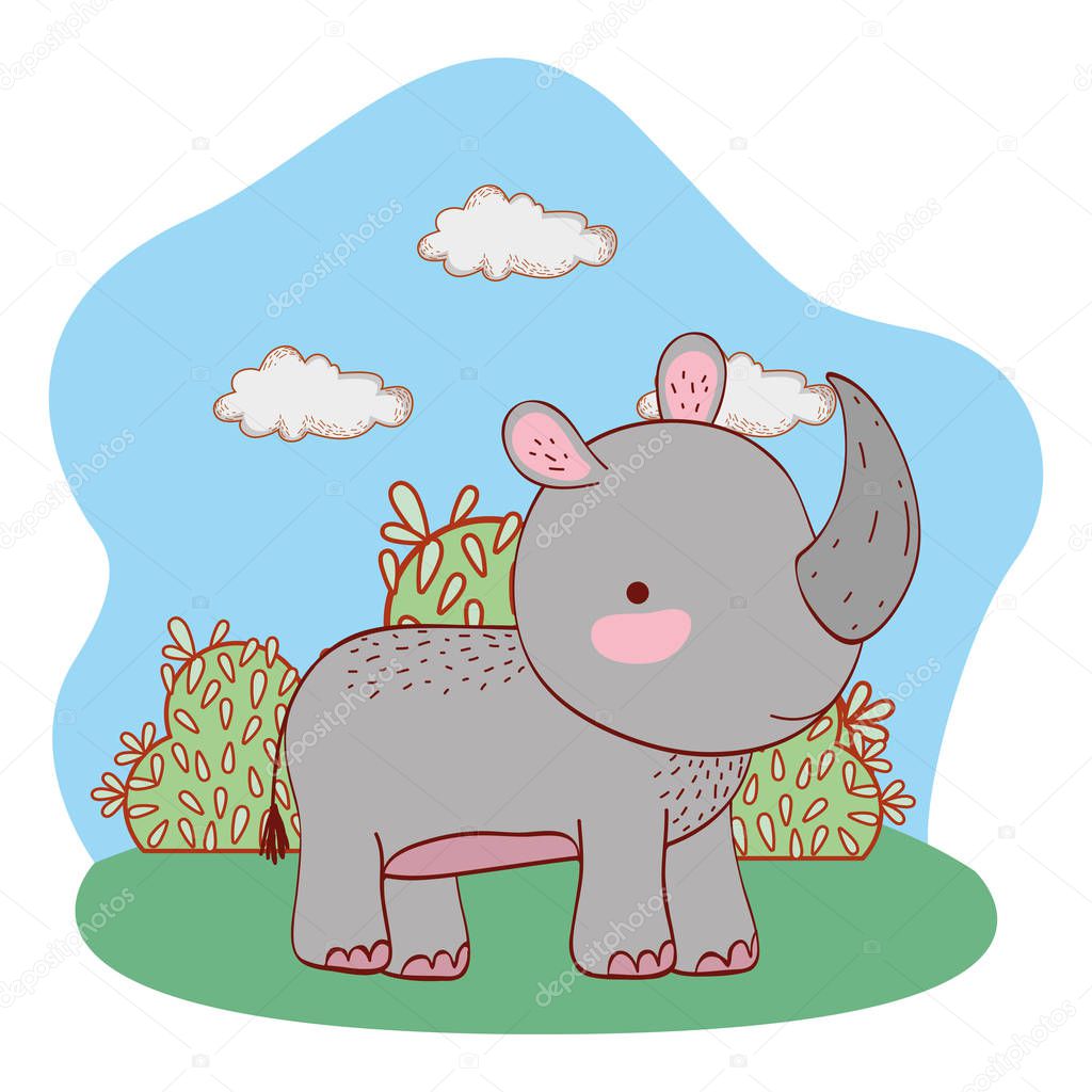 rhino outdoors landscape scenery cartoon