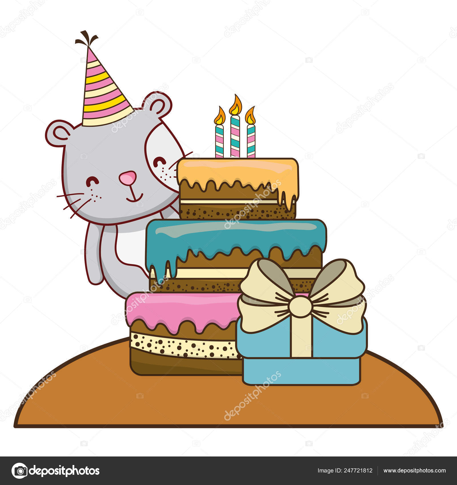 Feliz cumpleaños lindo animal Vector de stock #247721812 de ©stockgiu, image size:1600x1700