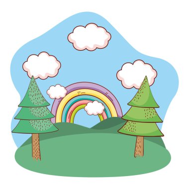 açık havada peyzaj sahne çizgi film