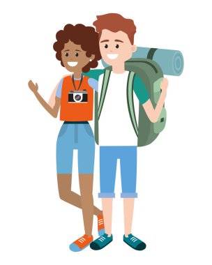 Turist çift çizgi film