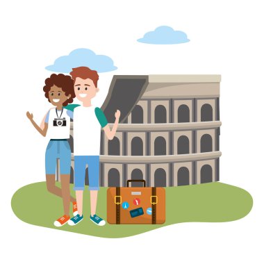 Turist çift çizgi film