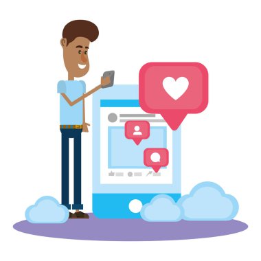 Genç adam ve sosyal ağlar