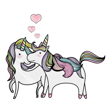 karalanmış Güzellik tek boynuzlu at çift birlikte hayvanlar