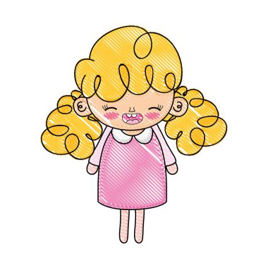 karalanmış mutlu kız elbise ve kıvırcık saç